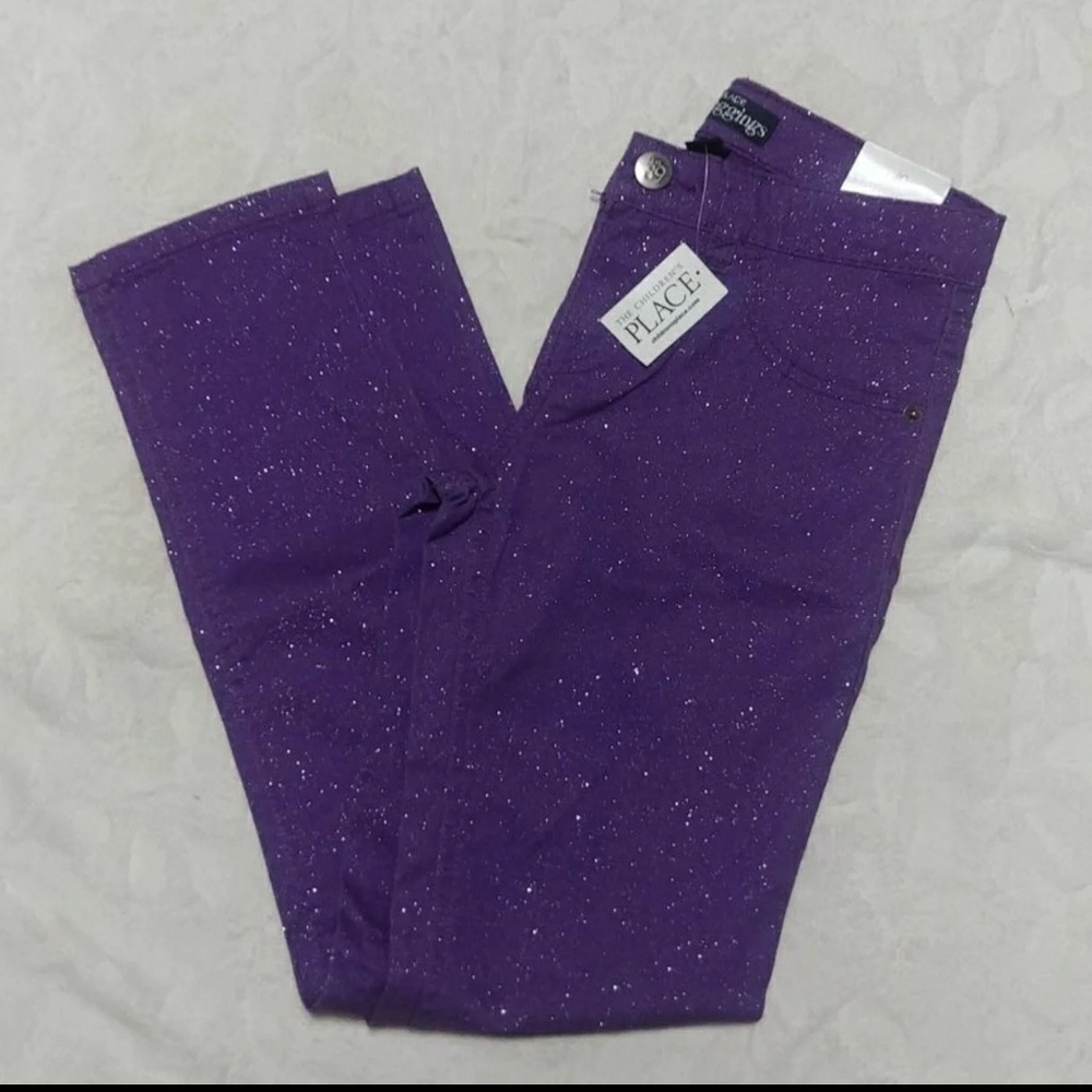NEW! Purple Glitter skinny stretch Jeggings 10